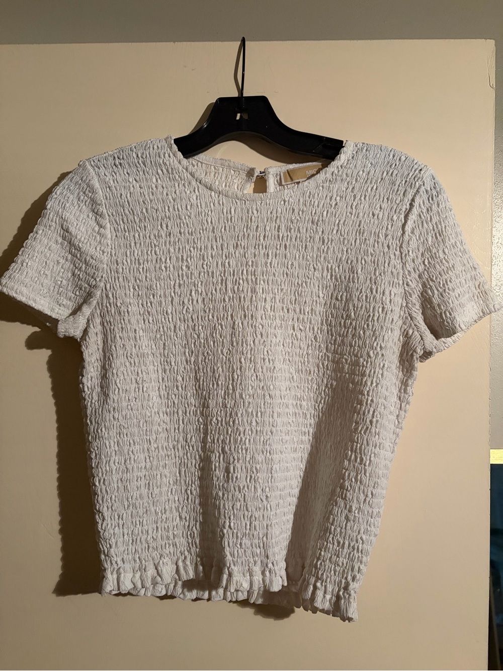 Michael Kors White Textured Short Sleeve Top